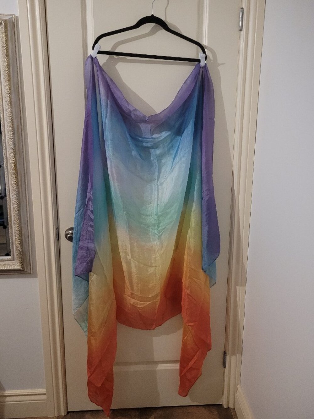 Large Sheer Silk Rainbow Multicolor Scarf